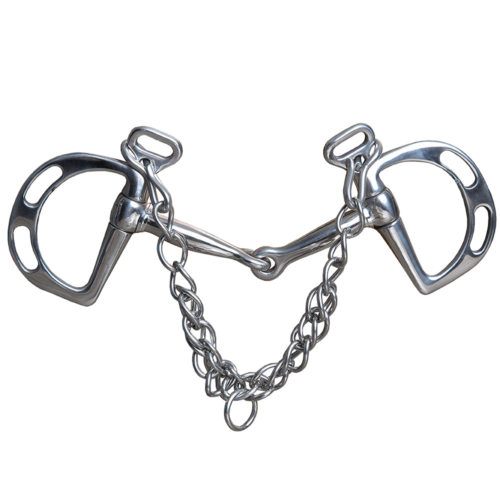 5 Inch Hilason Western Kimberwick Dee Ring Horse Snaffle Mouth Bit with Chain – Durable Training Bit for Western Riding, Dressage & Trail Horses