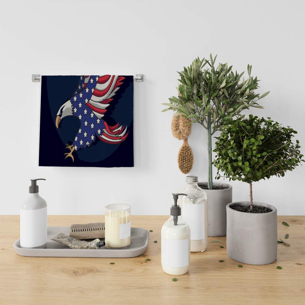 Premium Microfiber Bath Towels - Retro American Eagles Flag Design - Ultra Soft & Absorbent Hand Towels for Bathroom, Kitchen, Gym & Spa - Perfect for Hotels, Home Decor & Gift Giving