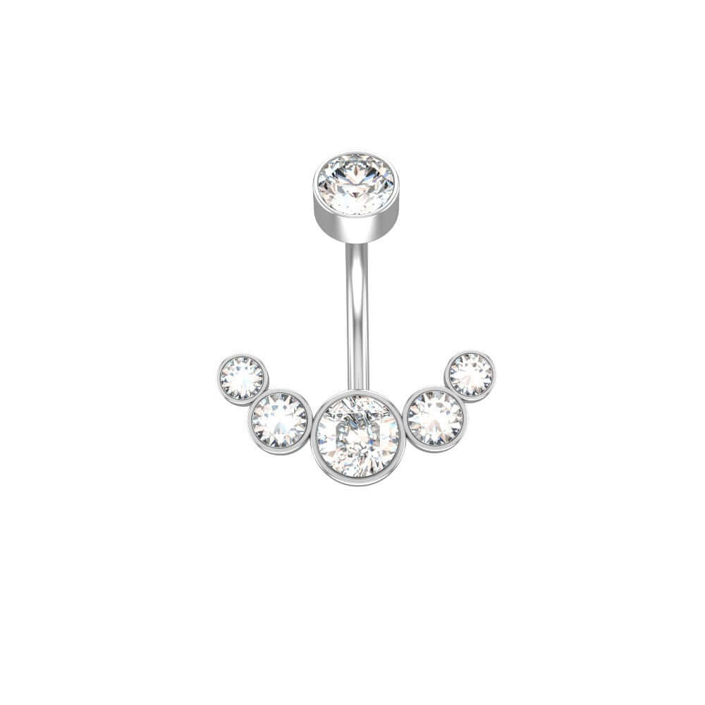 Czech Diamond Navel Ring - Premium 316L Surgical Steel Belly Button Ring | WH6012 for Body Piercing Jewelry & Belly Dance Accessories