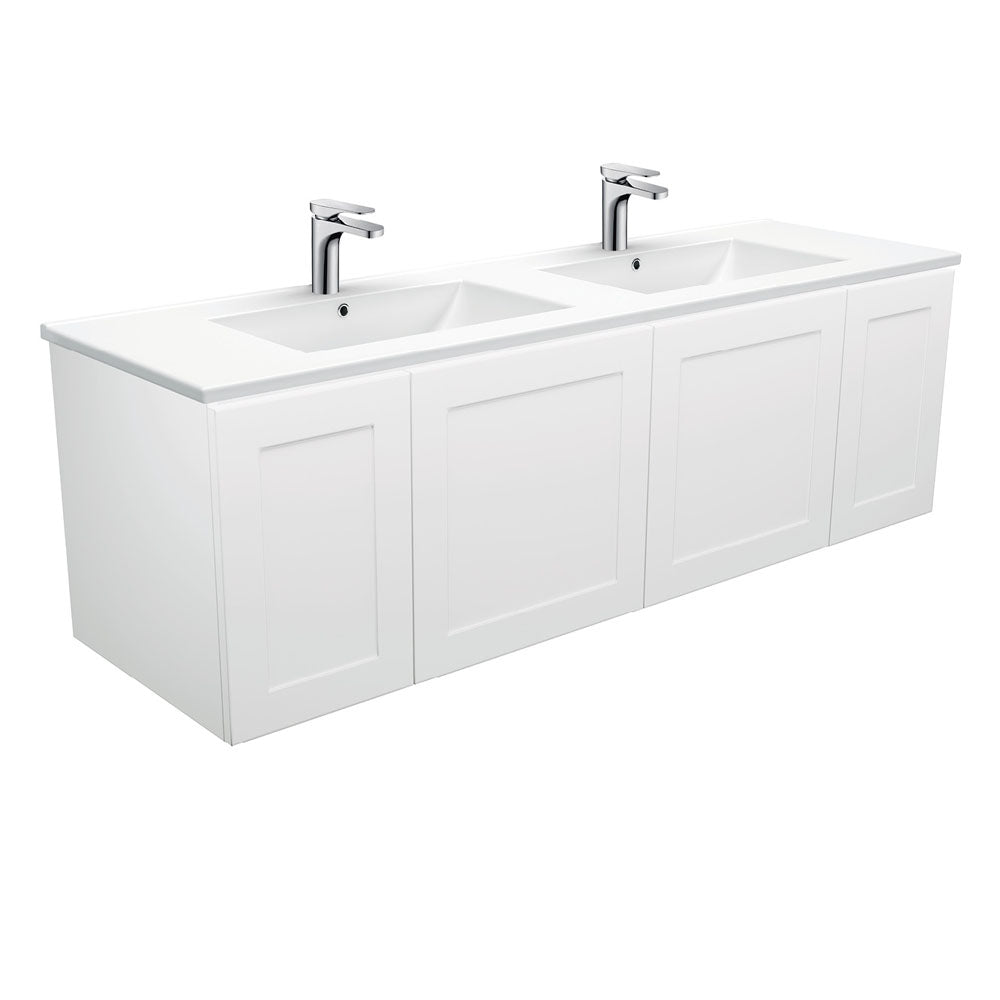Fienza TCL150MD Dolce Mila 1500mm White Wall-Mounted Double Sink Bathroom Vanity - Perfect for Modern Master Bathrooms and Guest Powder Rooms