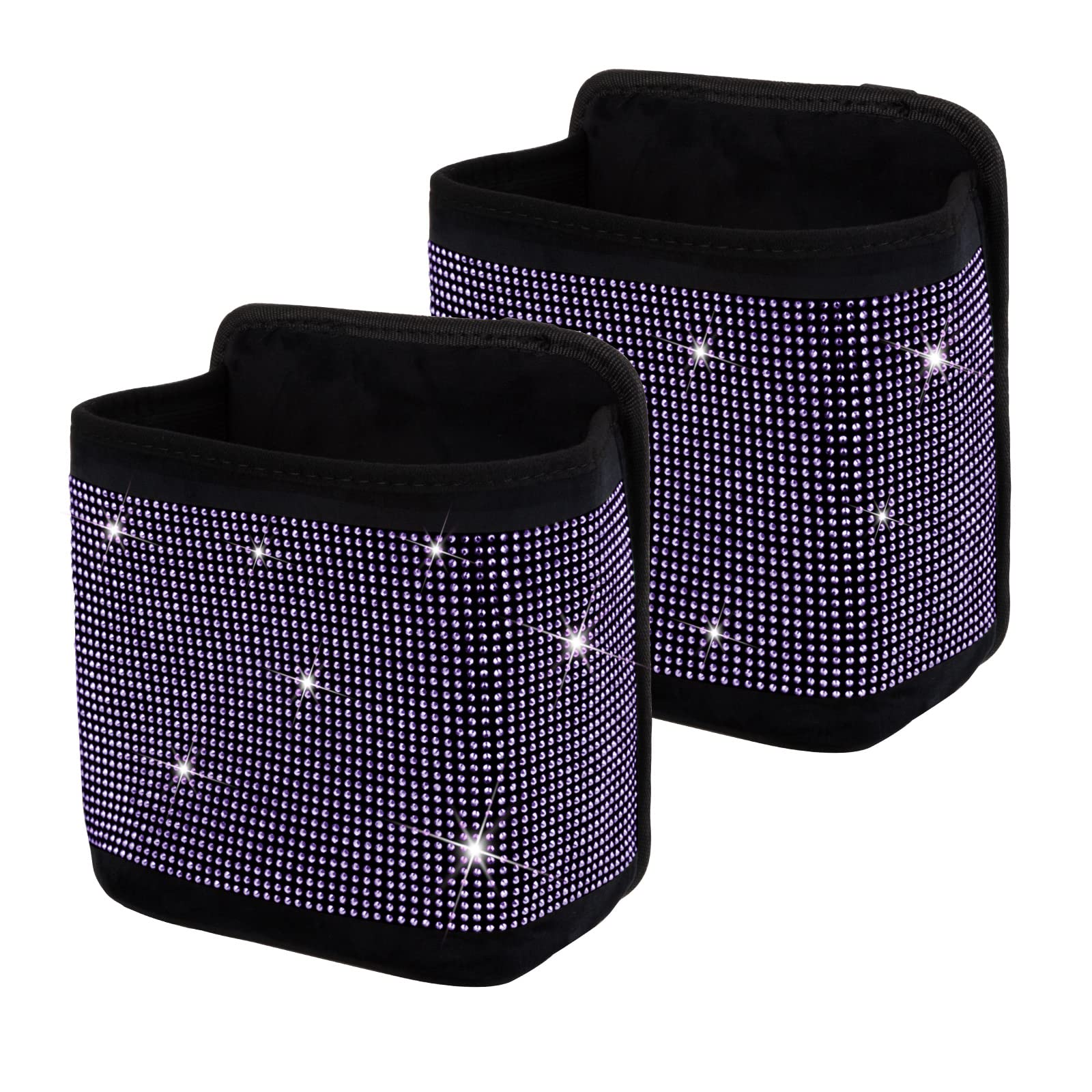 **Premium Bling Crystal Car Seat Organizer - 2-Pack Purple Diamond Car Accessory for Front & Back Seats | Travel Caddy Bag & Garbage Pocket Bin | Perfect for Road Trips, Commuting & Family Travel**