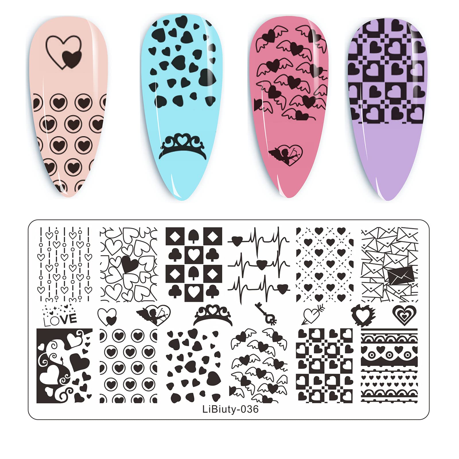 6-Piece Nail Art Stamping Plates Set with Stamper & Scraper - Floral & Geometric Nail Design Templates for Salon & DIY Manicures - Professional Nail Image Stamp Plates for Creative Nail Art Designs at Home or Professional Use