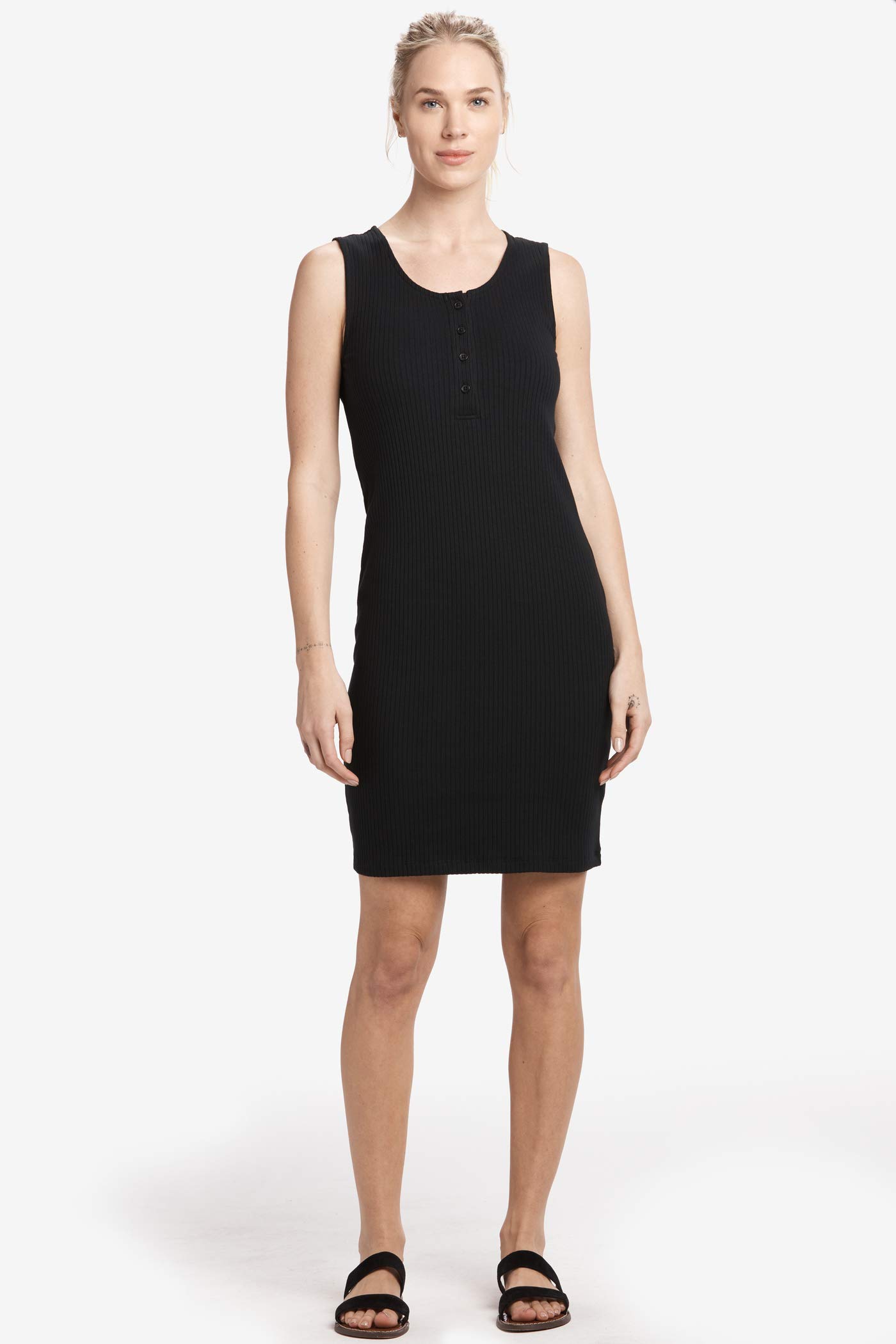 Lole Ray Dress for Women - Black Midi Dress with Short Sleeves | Perfect for Summer, Beach Vacations & Casual Outings
