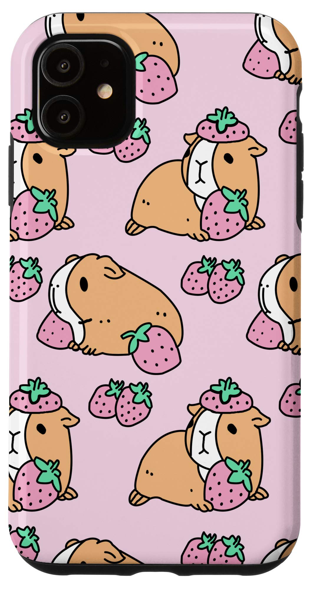 iPhone 11 Case - Cute Guinea Pig with Strawberries Design - Perfect Gift for Guinea Pig Lovers - Durable Protective Phone Cover for Everyday Use