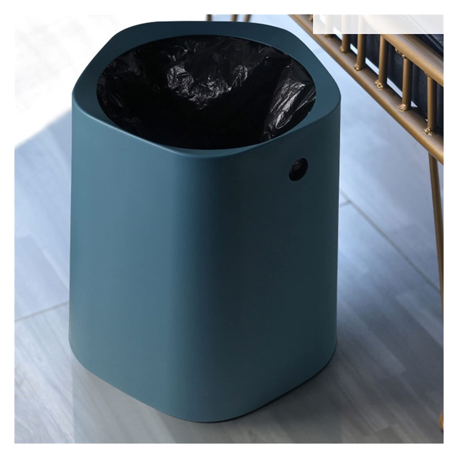 Liushop Small Round Plastic Trash Can with Handle - 2 Gallon Wastebasket for Bathroom, Kitchen, Office & Home - Blue Garbage Bin for Easy Disposal & Organization | Perfect for Under Sink, Bedroom & Desk Use