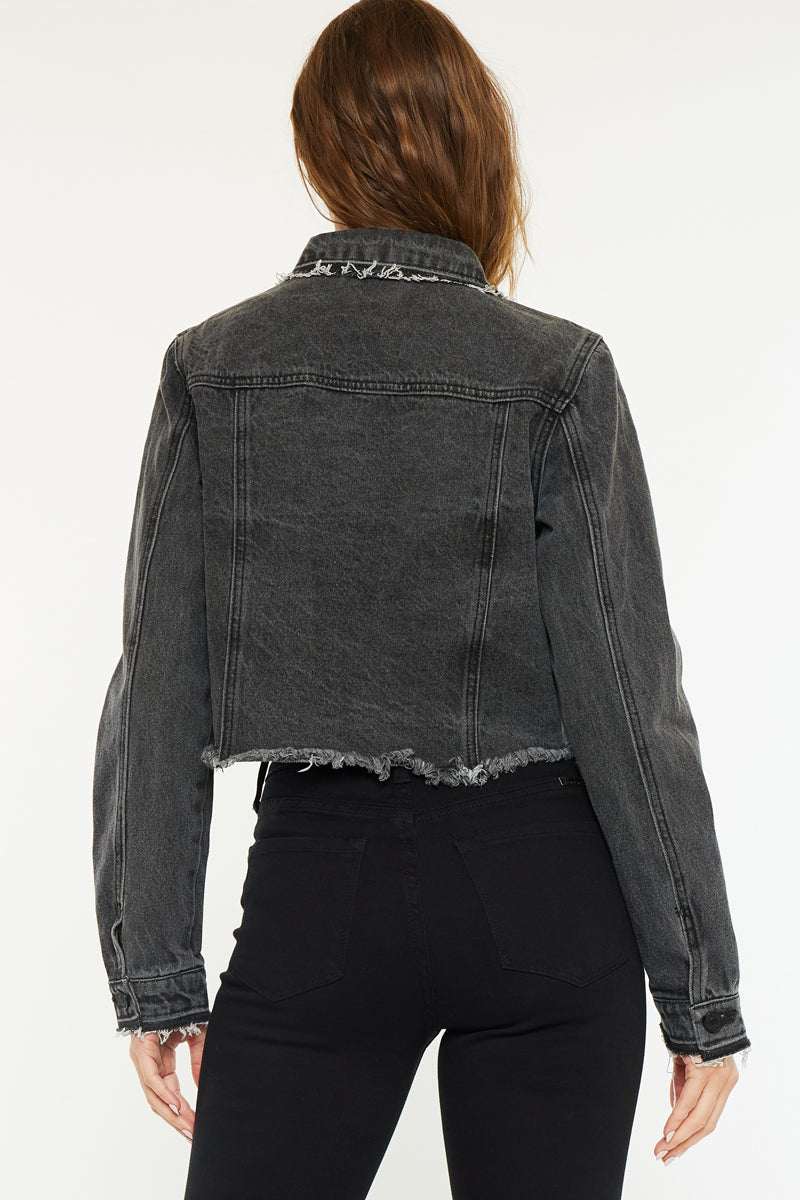 Erika Cropped Jacket for Women - Stylish Denim Outerwear with Button Front & Pockets | Perfect for Casual Outfits, Date Nights & Spring Layering