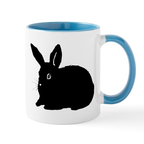 White/Blue Inside - Bunny Silhouette Mugs
