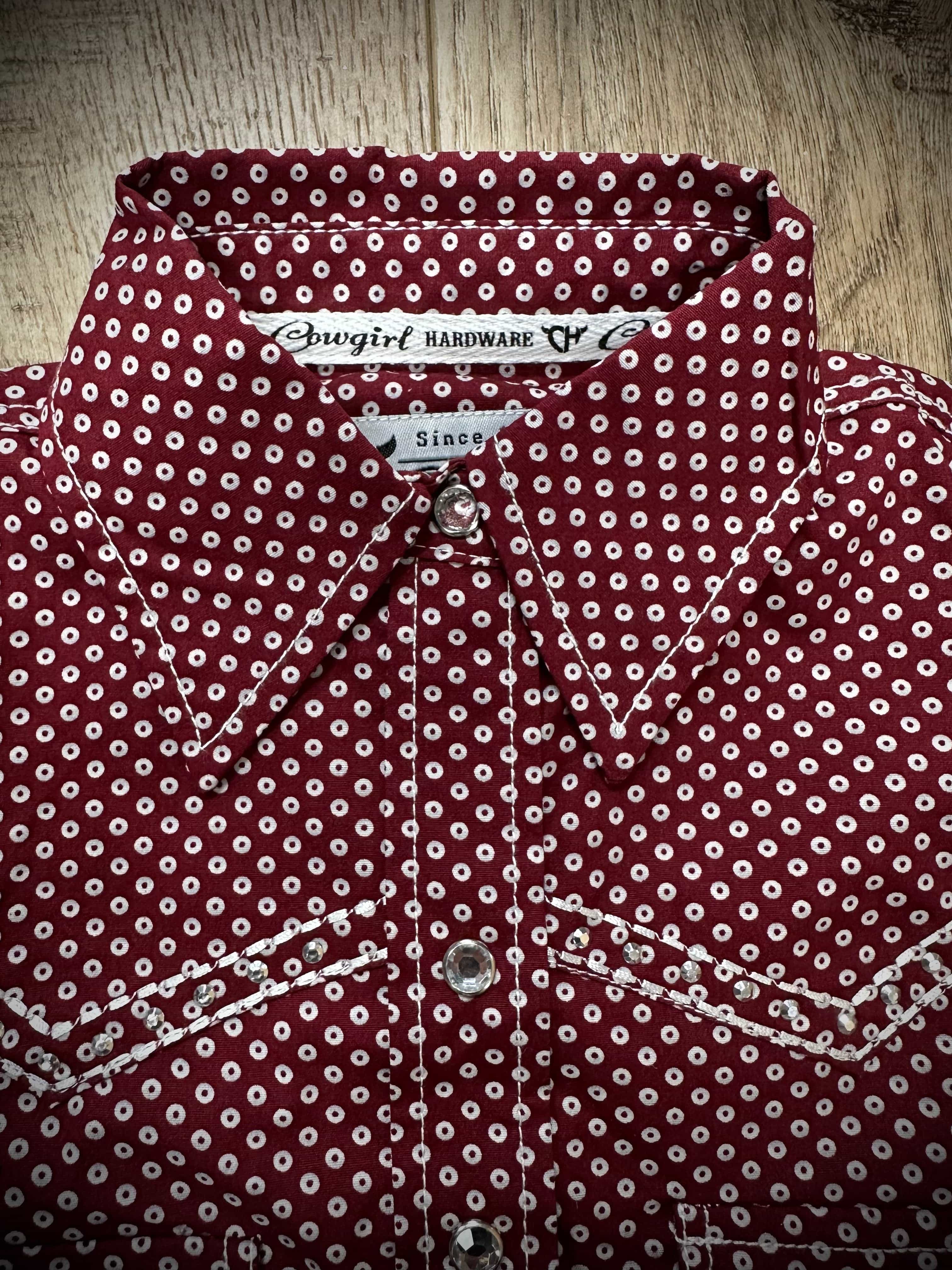 Youth Western Snap Shirt with Donut Print - Stylish Long Sleeve Top for Teens - Perfect for Rodeo, School, and Casual Outings