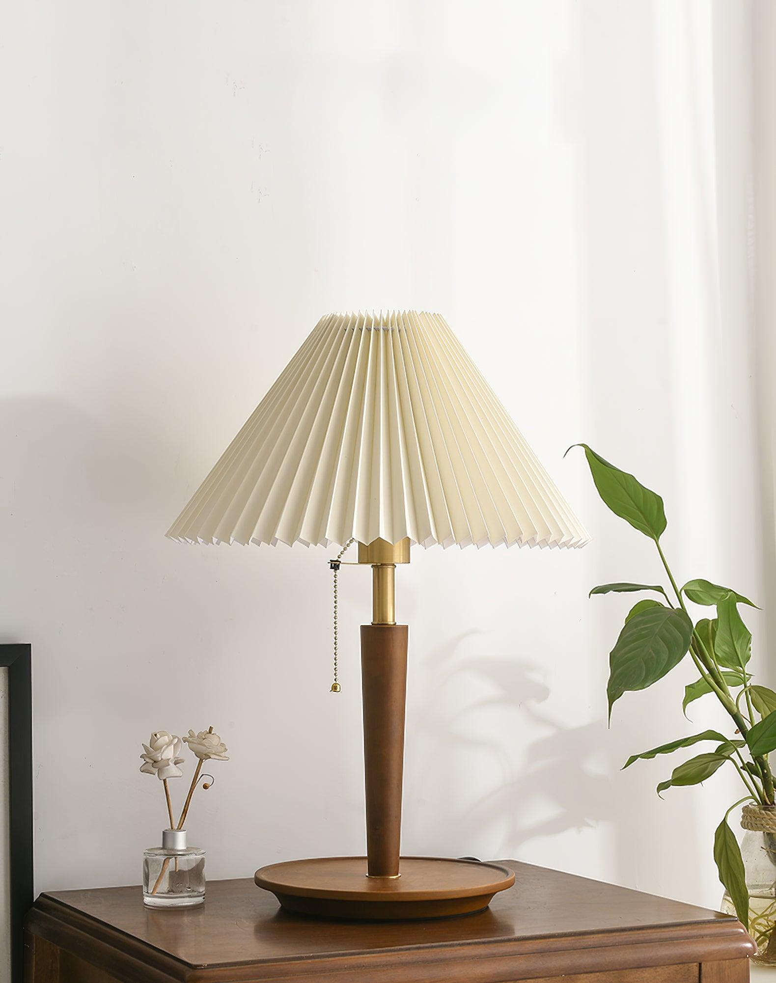 Elegant Cone Pleated Fabric Table Lamp - Modern Home & Office Lighting for Bedroom, Living Room, and Study Desk Decor