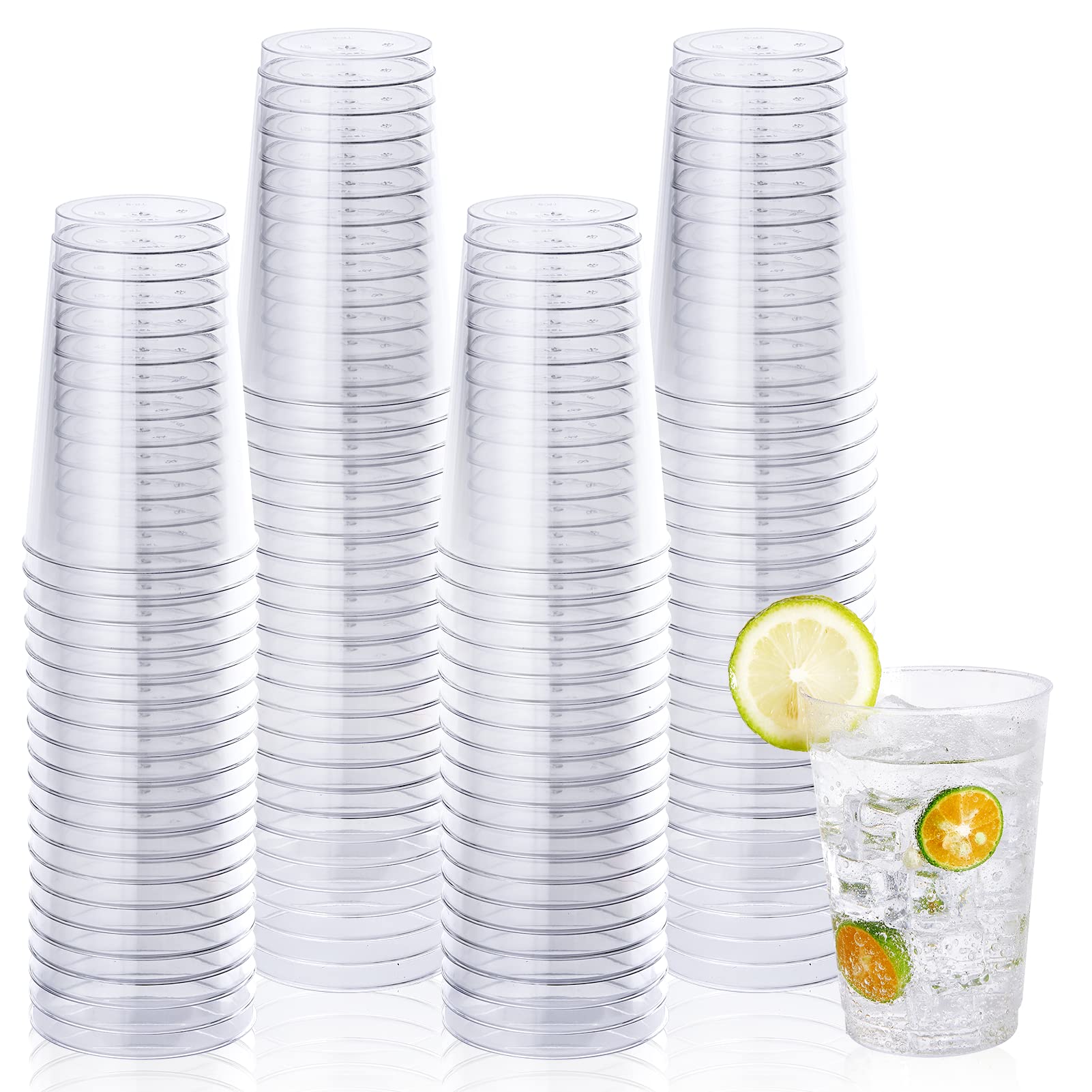 150 Pack 12oz Clear Plastic Cups - Heavy Duty Reusable & Disposable Party Cups for Weddings, Thanksgiving, Christmas, Halloween - Ideal for Beverages, Cocktails, Punch & Outdoor Events