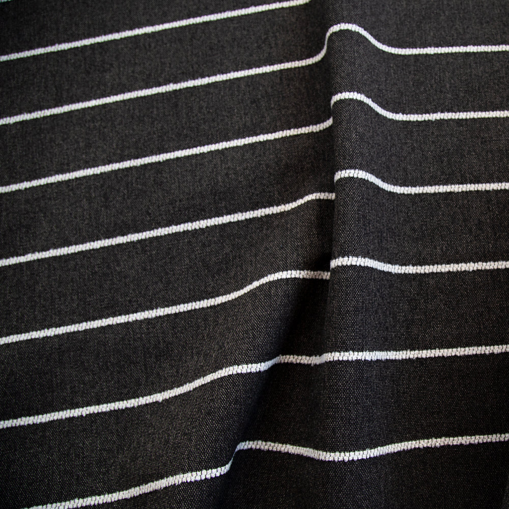 Premium Avalon Stripe Fabric - Ebony Black & White Striped Upholstery Material for Sofa, Curtains & Home Decor | High-Quality Textile for DIY Projects & Interior Design
