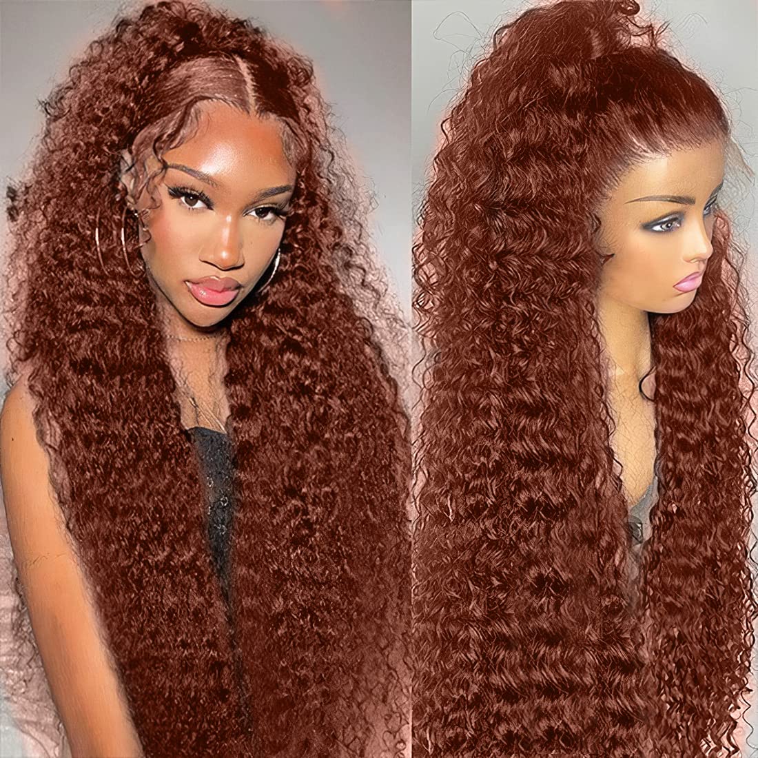 200% Density 13x6 HD Transparent Lace Front Wig - Auburn Brown Human Hair Wigs for Women | Glueless Pre-Plucked with Baby Hair | Natural Looking #33 Chestnut Color | 20 Inch Length | Perfect for Daily Wear, Cosplay & Special Occasions