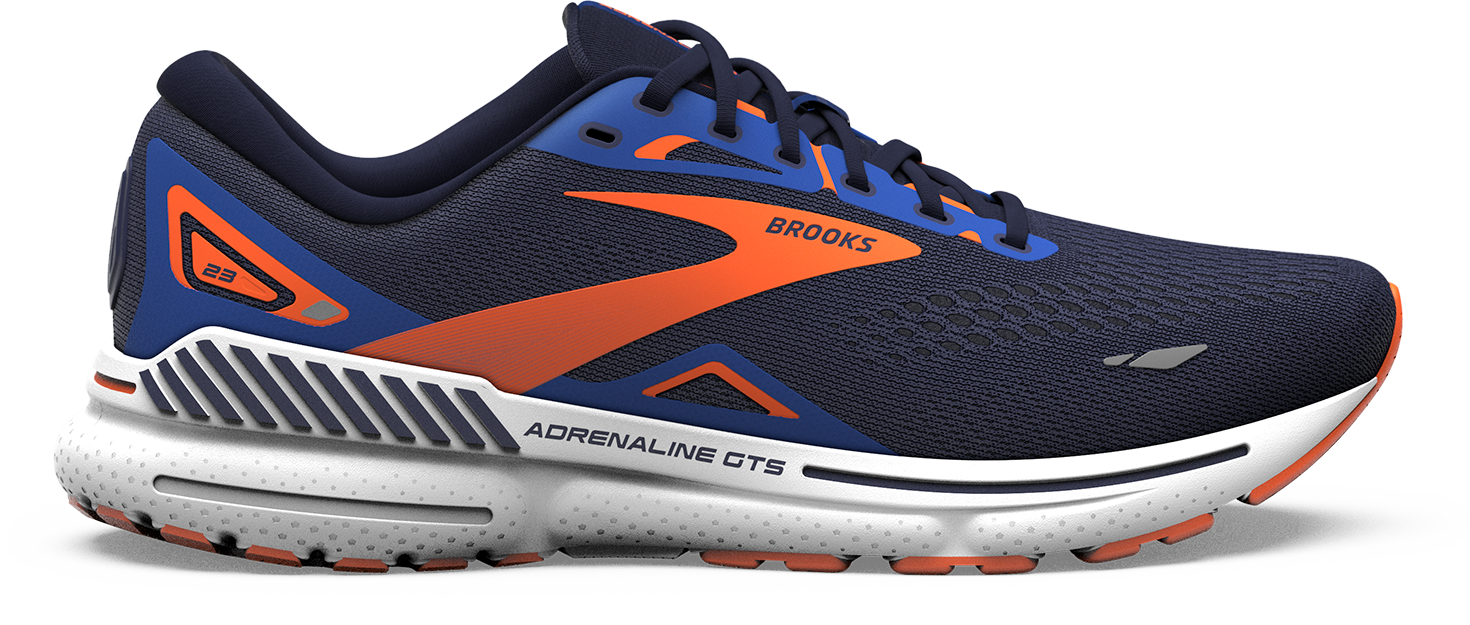Brooks Men's Adrenaline GTS 23 Running Shoes - Peacoat/Orange/Surf the Web - Stability & Cushion for Road Running, Jogging & Daily Wear