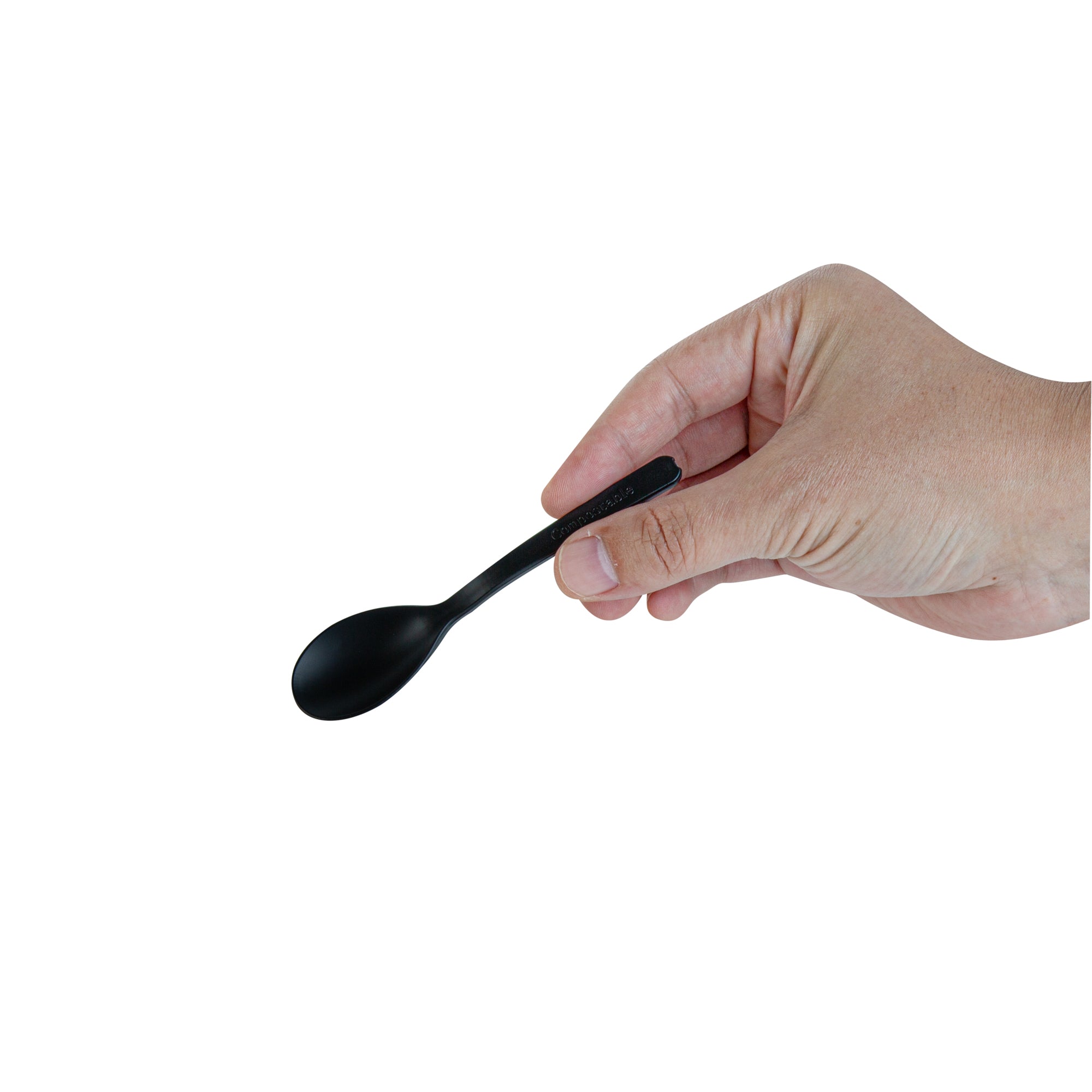 Eco-Friendly Black CPLA Plastic Mini Spoons - Heat Resistant, Compostable, 100-Pack | Perfect for Parties, Picnics, Coffee & Dessert Sampling