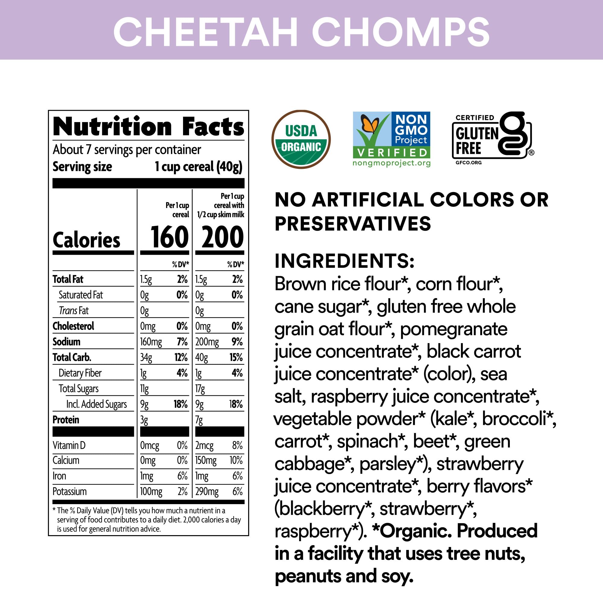 EnviroKidz Organic Cheetah Chomps Cereal - Berry Blast Flavor, Gluten Free & Non-GMO Breakfast Cereal, 10 oz (Pack of 12) by Nature's Path - Perfect for Kids' School Lunches & Healthy Family Breakfasts