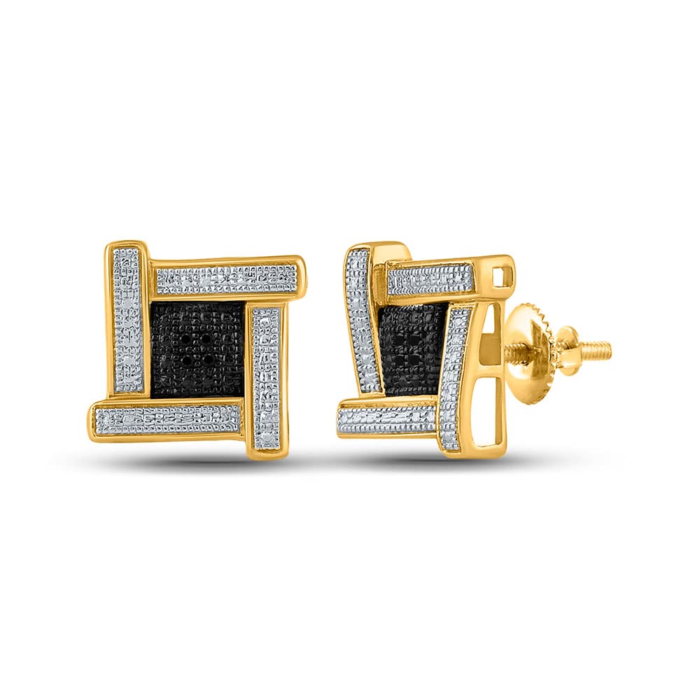 Sterling Silver Men's Round Black Diamond Cluster Earrings 0.03 CTTW - Perfect for Gifts, Weddings & Special Occasions