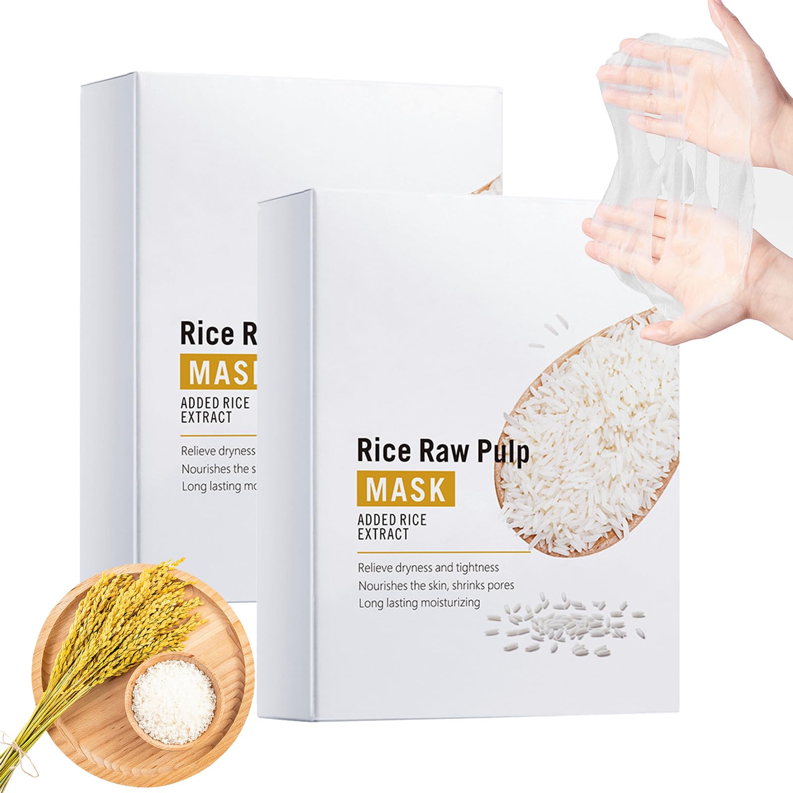 Organic Rice Dough Modeling Facial Mask - Korean Skincare for Instant Hydration & Moisture Barrier Repair - Nourishing Rice Bran Water Treatment (2 Pack) | Perfect for Dry Skin Care & Spa Night Routine