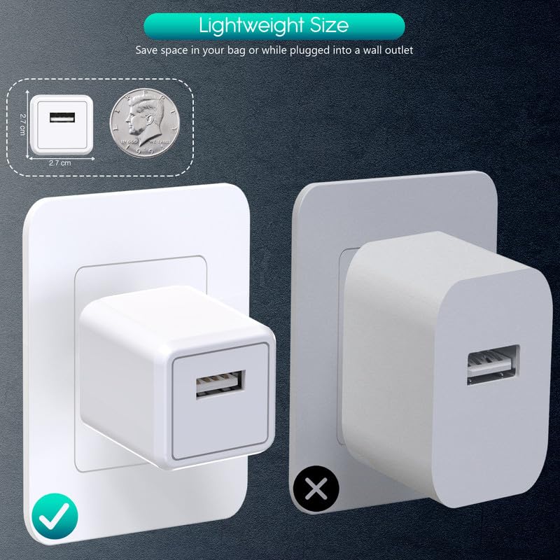 2-Pack 10FT Extra Long Lightning Cable with USB Wall Charger - Fast Charging Cord for iPhone 14/13/12/11/SE/8/7/XS/XR/X & iPad | Durable Travel Charger for Home, Office & Car Use