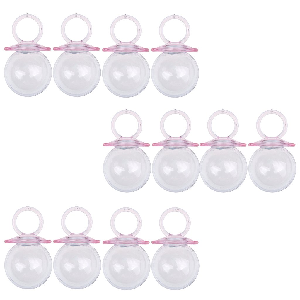 12 Pack Fillable Pacifier-Shaped Baby Bottles for Newborns & Infants - BPA-Free, Leak-Proof, Pink - Perfect for Baby Showers, Daycare Essentials & Travel Feeding Accessories