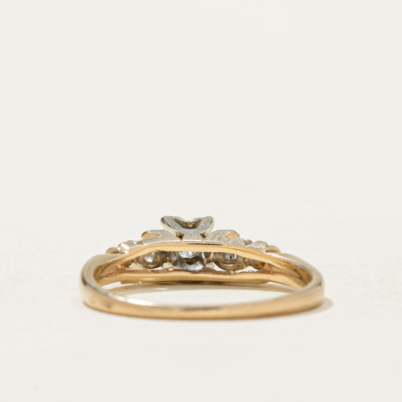 14K Two Tone Gold Illusion Set Diamond Ring - 0.09ct Diamond Engagement Ring for Women, Size 6 | Perfect for Proposals, Anniversaries & Special Occasions