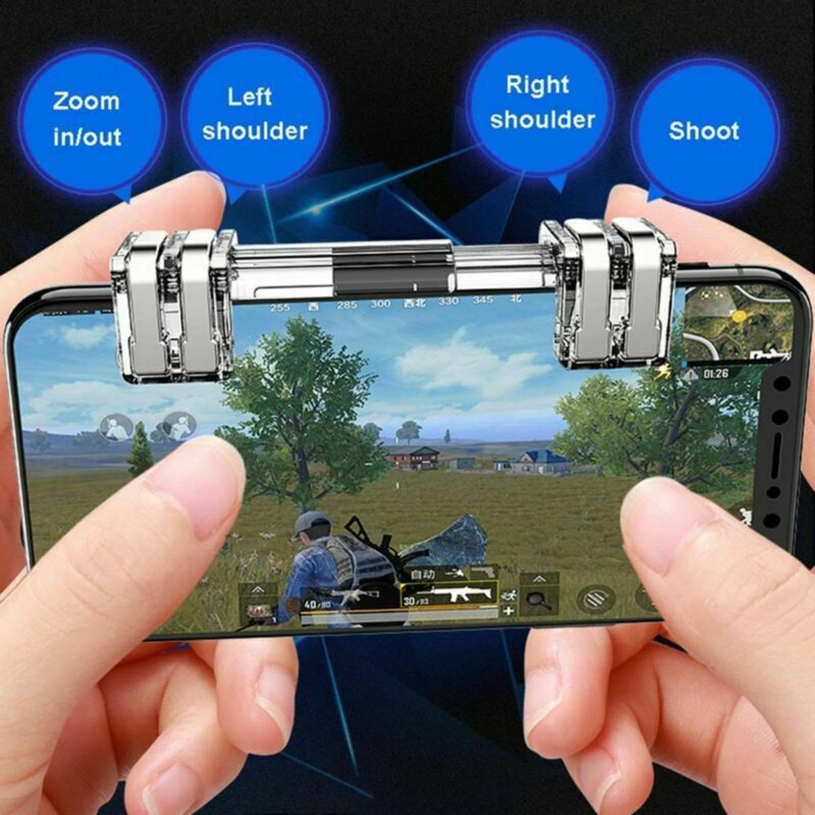 ZEZEFUFU 6 Finger Mobile Game Controller Trigger - Sensitive Shoot Buttons for Enhanced Gaming Performance on PUBG, Call of Duty, and Fortnite