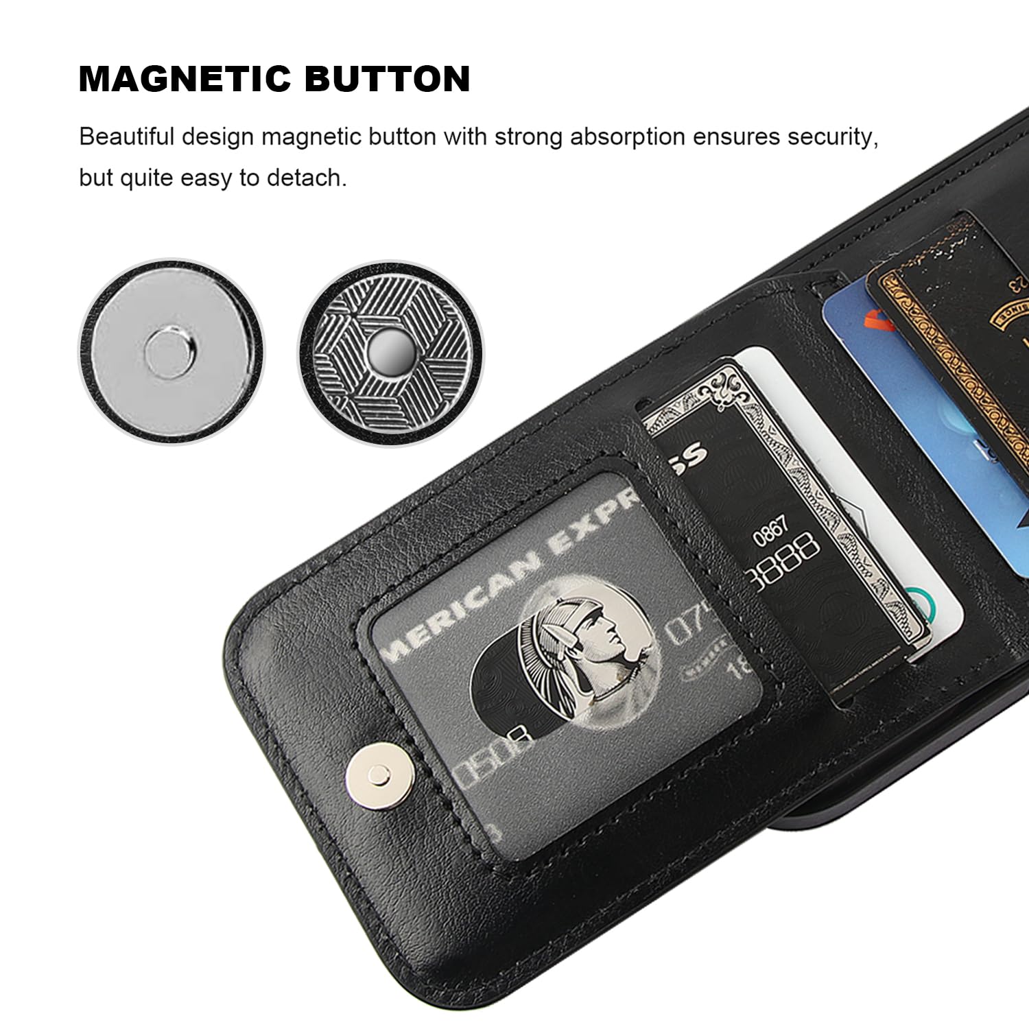 Premium Leather Magnetic Wallet Case for iPhone 16 Pro (6.3