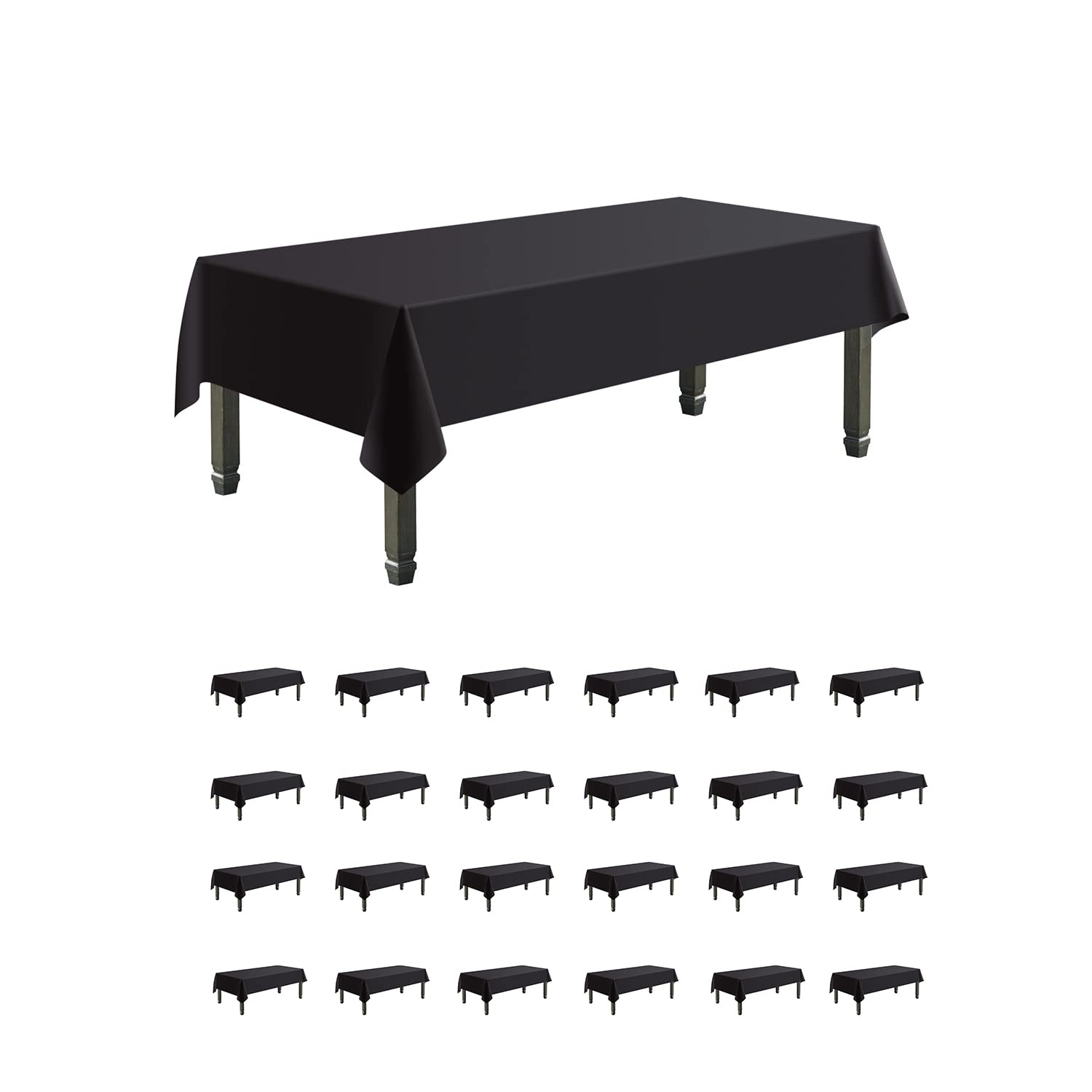 Premium 25-Pack 60x102 Inch Black Polyester Tablecloths for Wedding, Party, Banquet & Buffet - Wrinkle-Resistant Rectangular Table Cover for Events, Restaurants & Catering Services