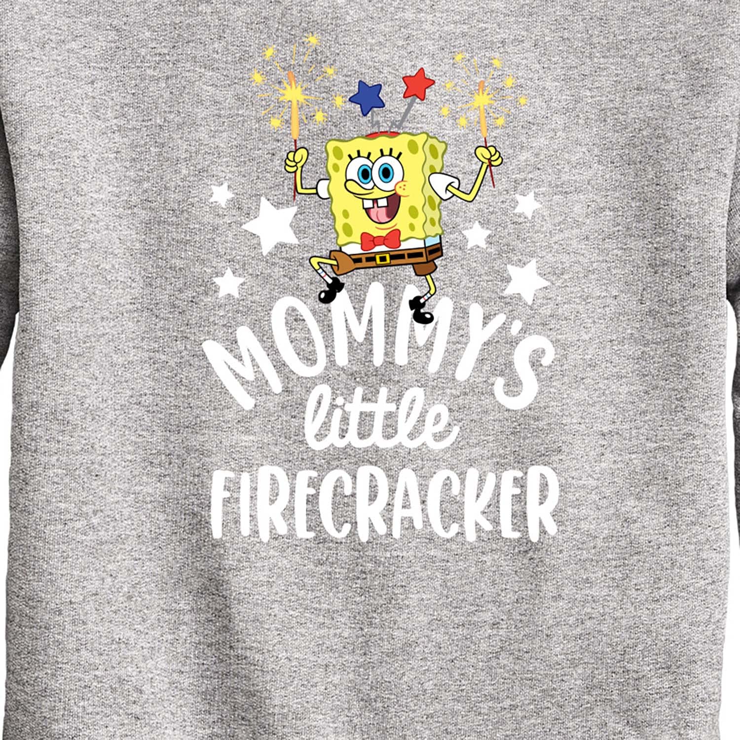 HYBRID APPAREL Spongebob Squarepants Mommy's Little Firecracker Fleece Sweatshirt for Toddler & Youth | Soft Crewneck Pullover | Cute Cartoon Character Hoodie for Kids Playdate & Family Outings