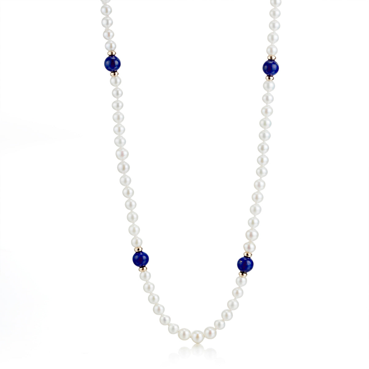 6mm Pearl & Lapis Lazuli Beaded Rope Necklace for Women - Elegant Boho Jewelry Gift for Bridesmaids, Party, Wedding & Special Occasions