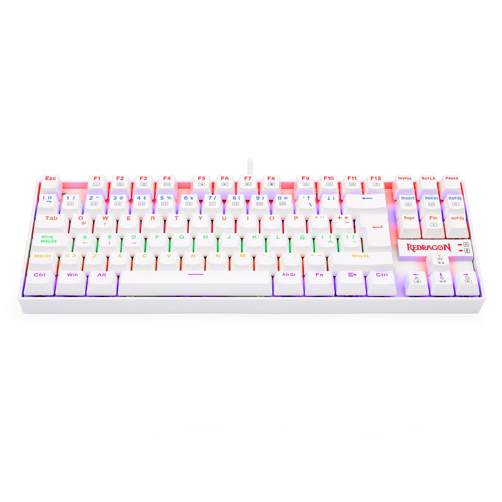 KUMARA 2 K552R SP Rainbow White Gaming Keyboard - Mechanical RGB Backlit Keyboard for PC Gamers - Perfect for FPS, MOBA & Typing