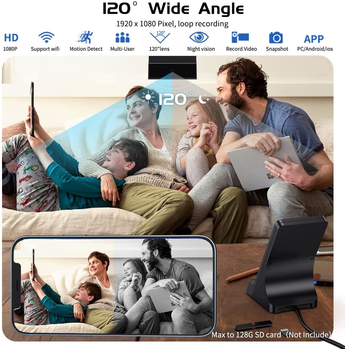 LIZVIE Hidden Camera with Wireless Charger - 1080P HD Spy Camera for Home Security, Nanny Cam, Office Surveillance | Discreet Wireless Charging Station | Perfect for Baby Monitoring, Pet Watching & Theft Prevention