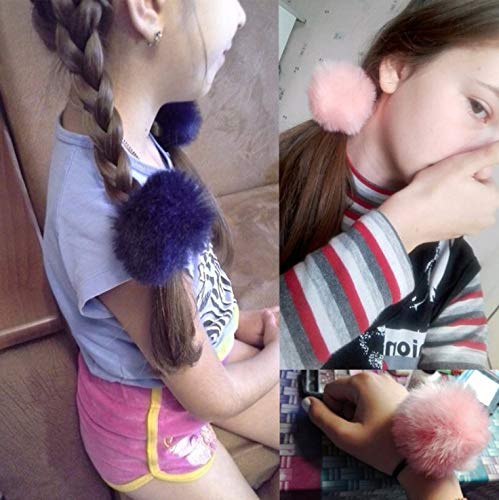 8 Pack Cute Elastic Hair Ties with Colorful Pompoms - Soft Stretchy Hair Bands for Girls & Women - Perfect for School, Work, and Everyday Hairstyles