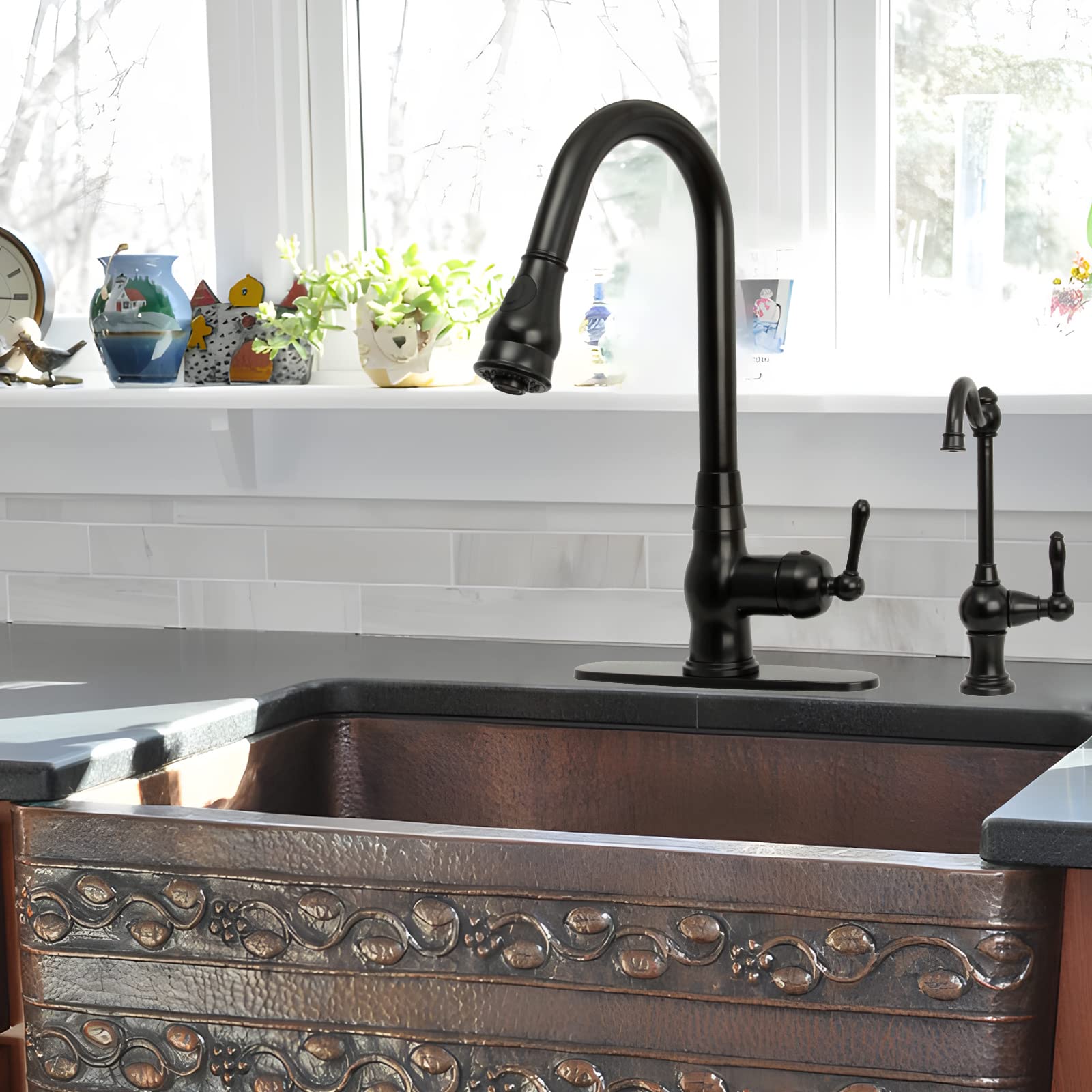 Akicon Lead-Free Brass Kitchen Water Filter Faucet - Matte Black | Fits Most Reverse Osmosis & Water Filtration Systems (Non-Air Gap) | Cold Water Only | Perfect for Clean Drinking Water in Home, Office, or RV