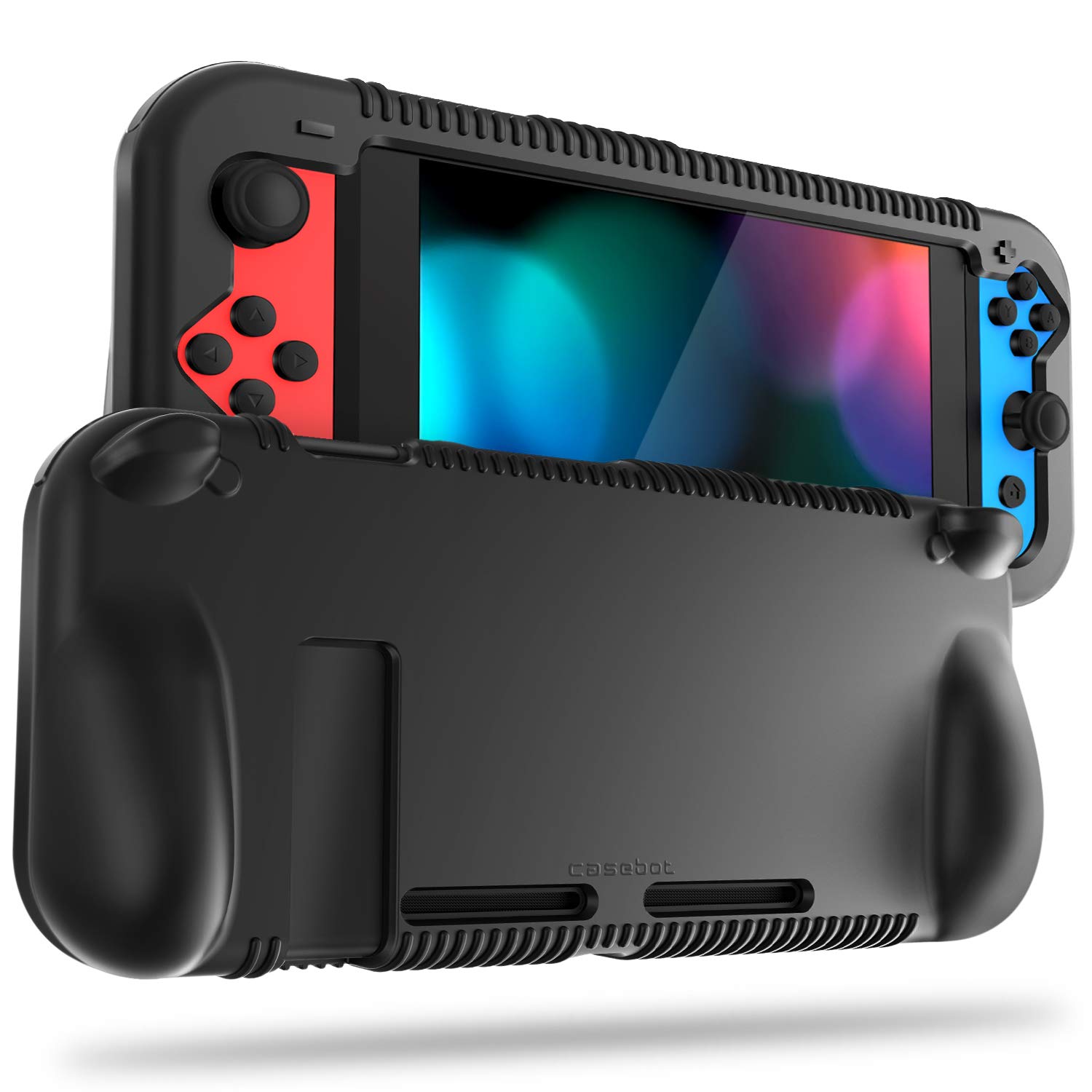 FINTIE Silicone Protective Case for Nintendo Switch - Soft Anti-Slip Shockproof Cover with Ergonomic Grip Design, Drop Protection (Black) - Perfect for Gaming, Travel & Everyday Use