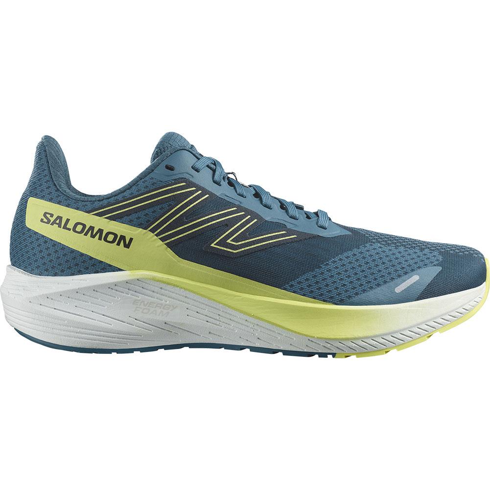 Men's Salomon Aero Blaze Trail Running Shoes - Blue Ashes/Sunny Lime - Size 8 D Medium - Lightweight & Breathable for Hiking, Jogging & Outdoor Adventures