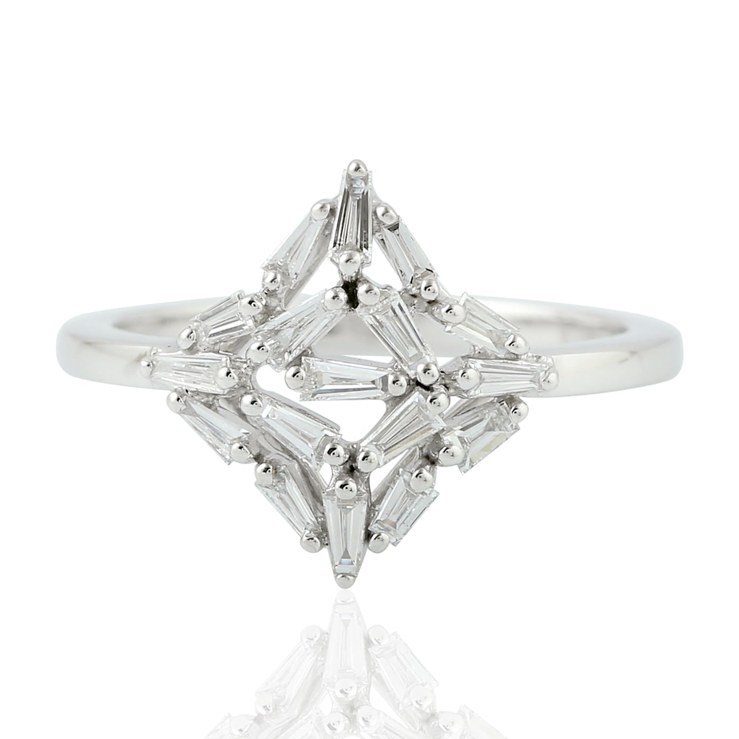18K White Gold Baguette Cut Diamond Ring for Women - Elegant Designer Fine Jewelry for Engagement, Wedding & Anniversary Gifts