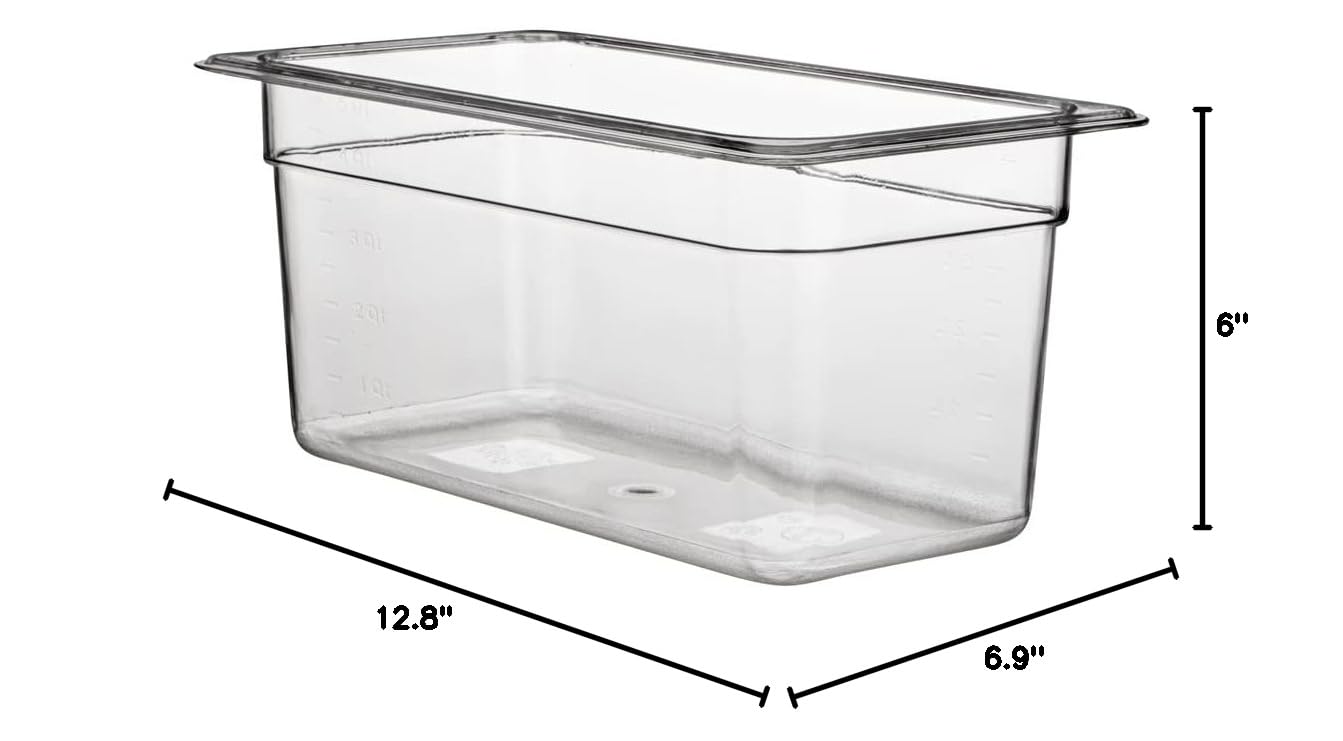 Restaurantware 1/3 Size Food Storage Containers - 10 Pack 6 Inch Deep Rectangle Proofing Boxes with Graduated Measurements | Clear Plastic Food Grade Containers | Dishwasher Safe | Lids Sold Separately | Perfect for Baking, Meal Prep & Commercial Kitchen Storage