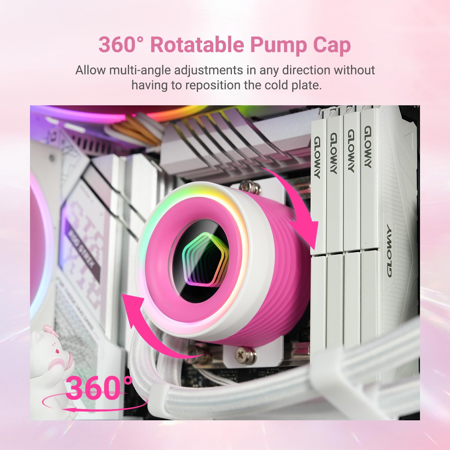 ID-COOLING FX240 INF Pink Edition 240mm ARGB Liquid CPU Cooler | AIO Water Cooling System with Infinity Mirror Effect | 2x120mm Daisy-Chained Low-Noise Fans (29.9dB Max) | Intel & AMD Compatible | Perfect for Gaming PC Builds & High-Performance Workstations