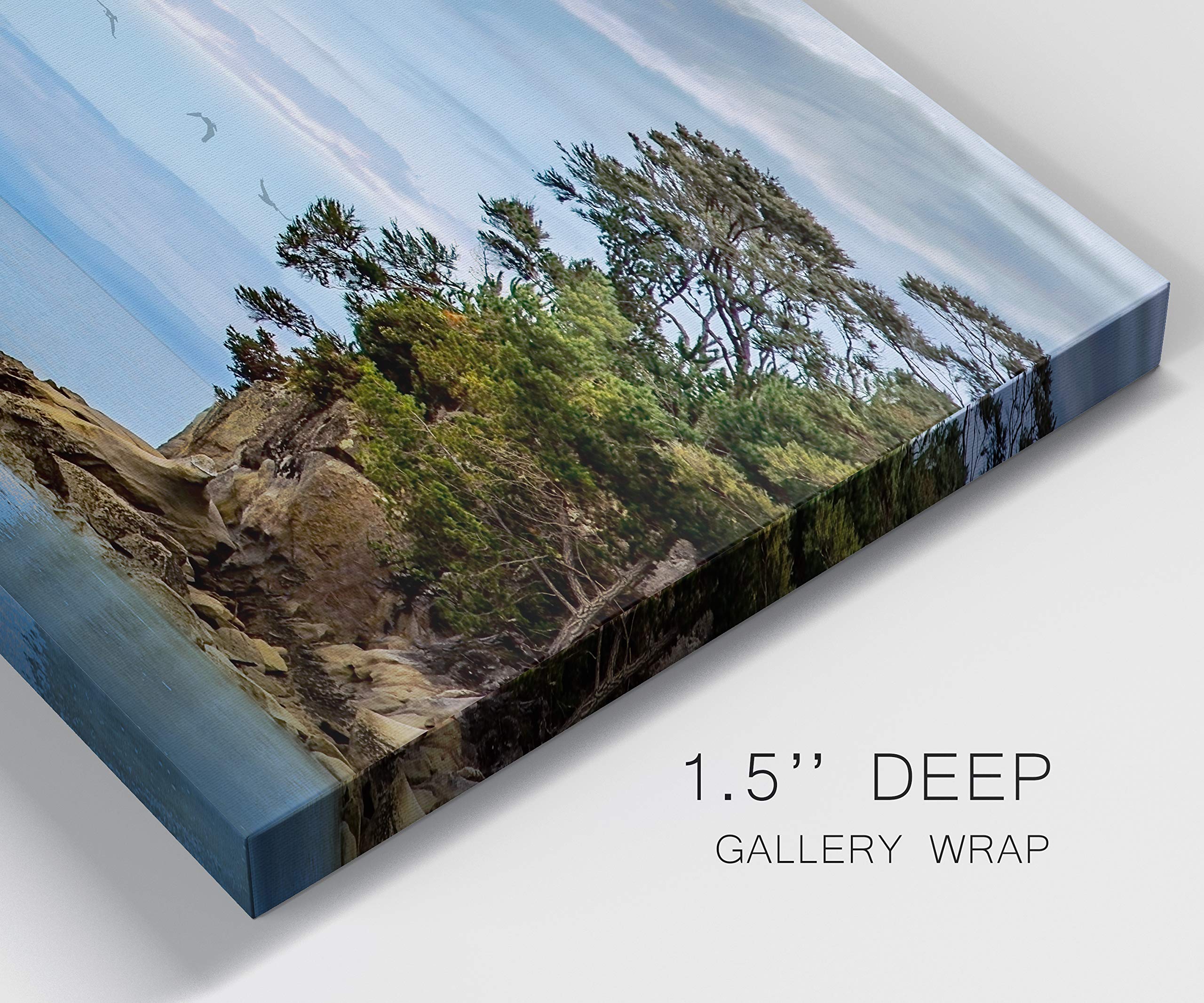 Modern Blue Ocean Coastal Canvas Wall Art - 24x48 Inch Ready to Hang Landscape Print for Living Room, Bedroom, Bathroom & Office Decor - Perfect for Beach House, Coastal Theme or Zen Interior Design