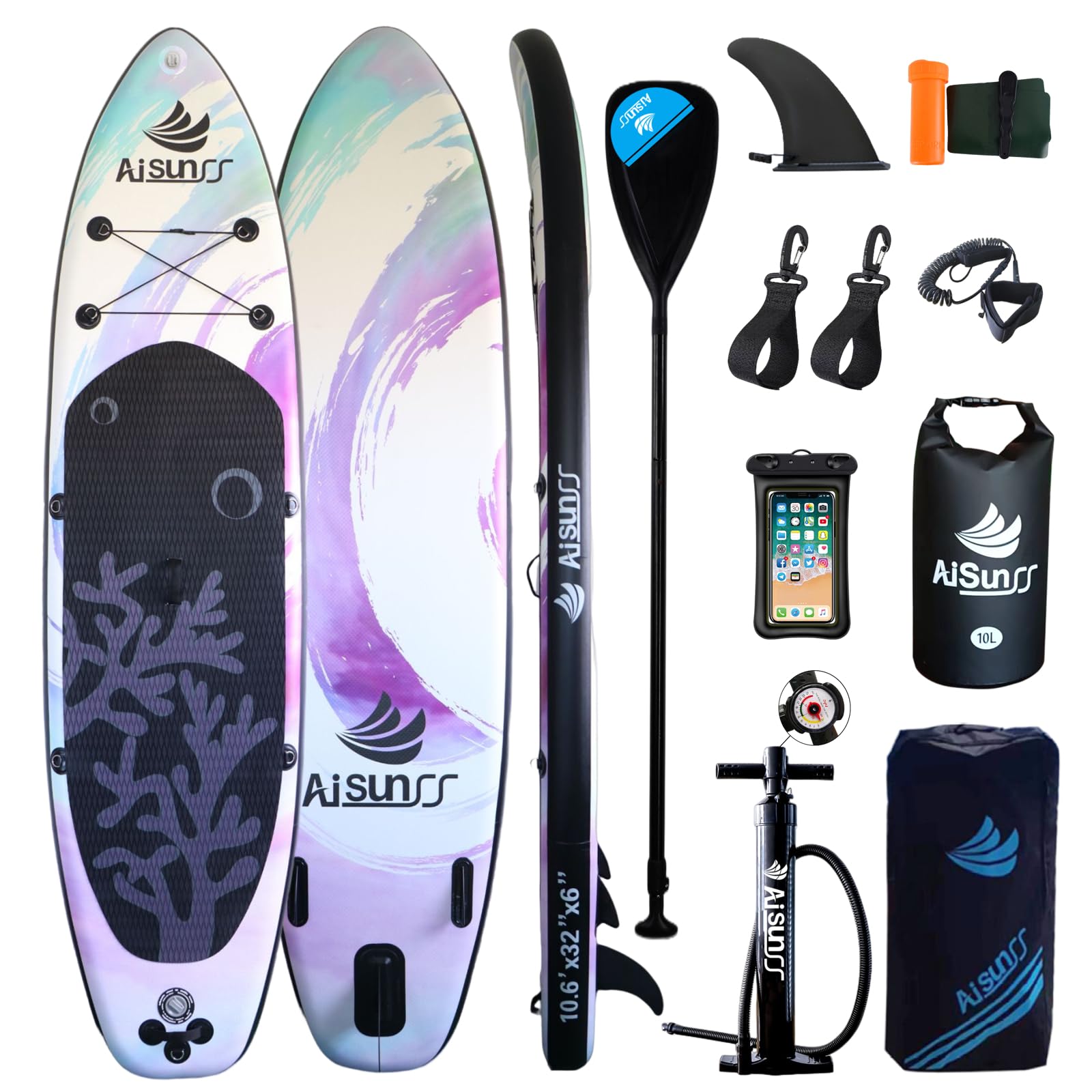 **Premium Inflatable Stand Up Paddle Board for Adults & Beginners - Wide Stable SUP Board with Complete Accessories (Carry Bag, Hand Pump, 10L Waterproof Bag, Adjustable Paddle) - Perfect for Lakes, Rivers, Ocean & Yoga**