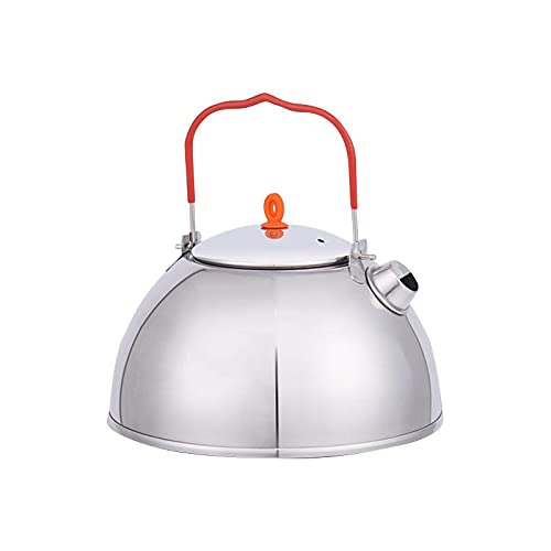 WJCCY 1.1L Stainless Steel Camping Kettle - Portable Outdoor Tea Pot, Coffee Maker & Water Boiler with Tea Filter - Perfect for Hiking, Fishing, Picnics & Backpacking (Silver, 1.1L)