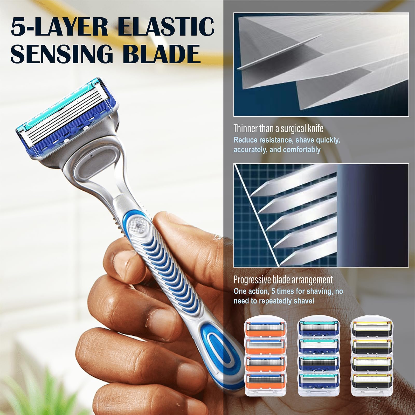 12-Pack Fusion 5 Razor Blade Refills - Ultra Sharp Replacement Blades for Men's Shaving - Perfect for Travel, Gym & Daily Grooming Routine
