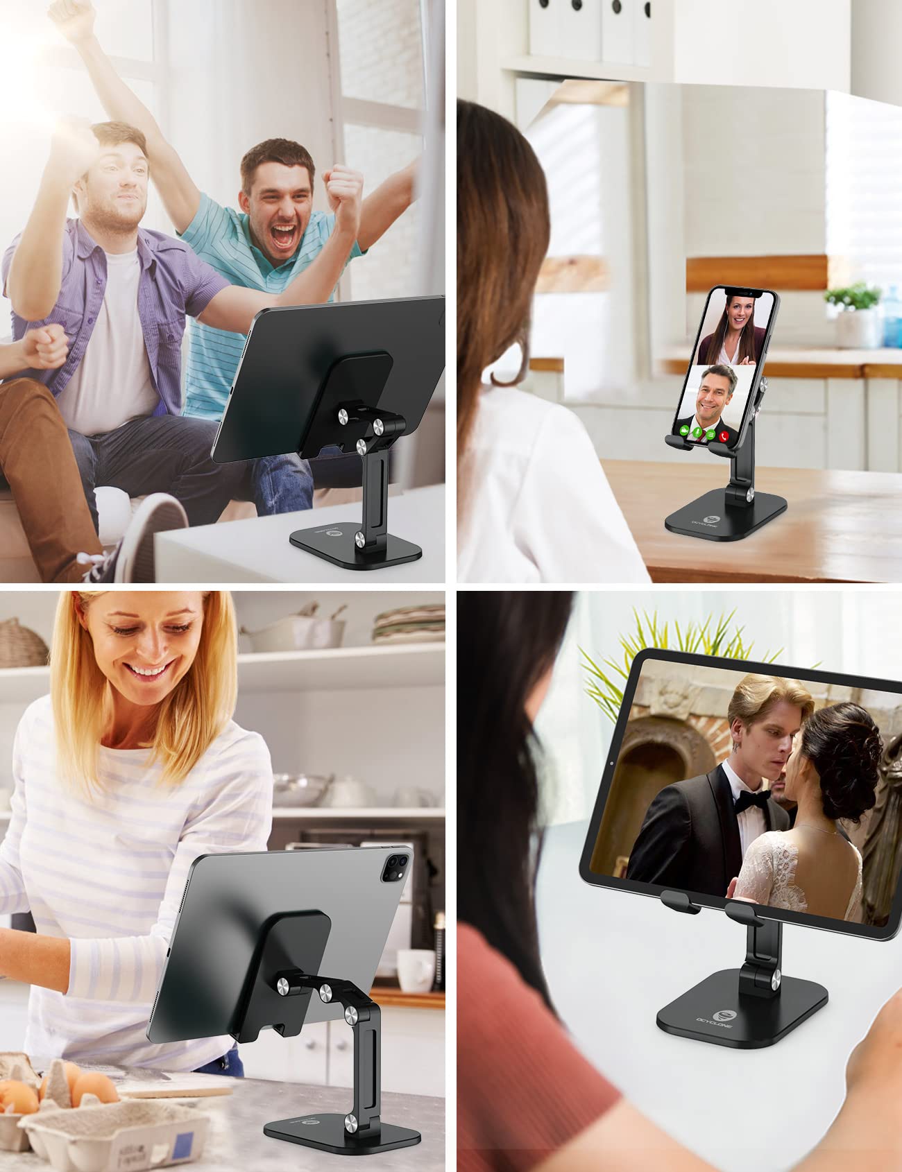 Adjustable Height & Angle Foldable Phone Stand Holder for Desk - Compatible with iPhone, iPad, Tablets 4.7
