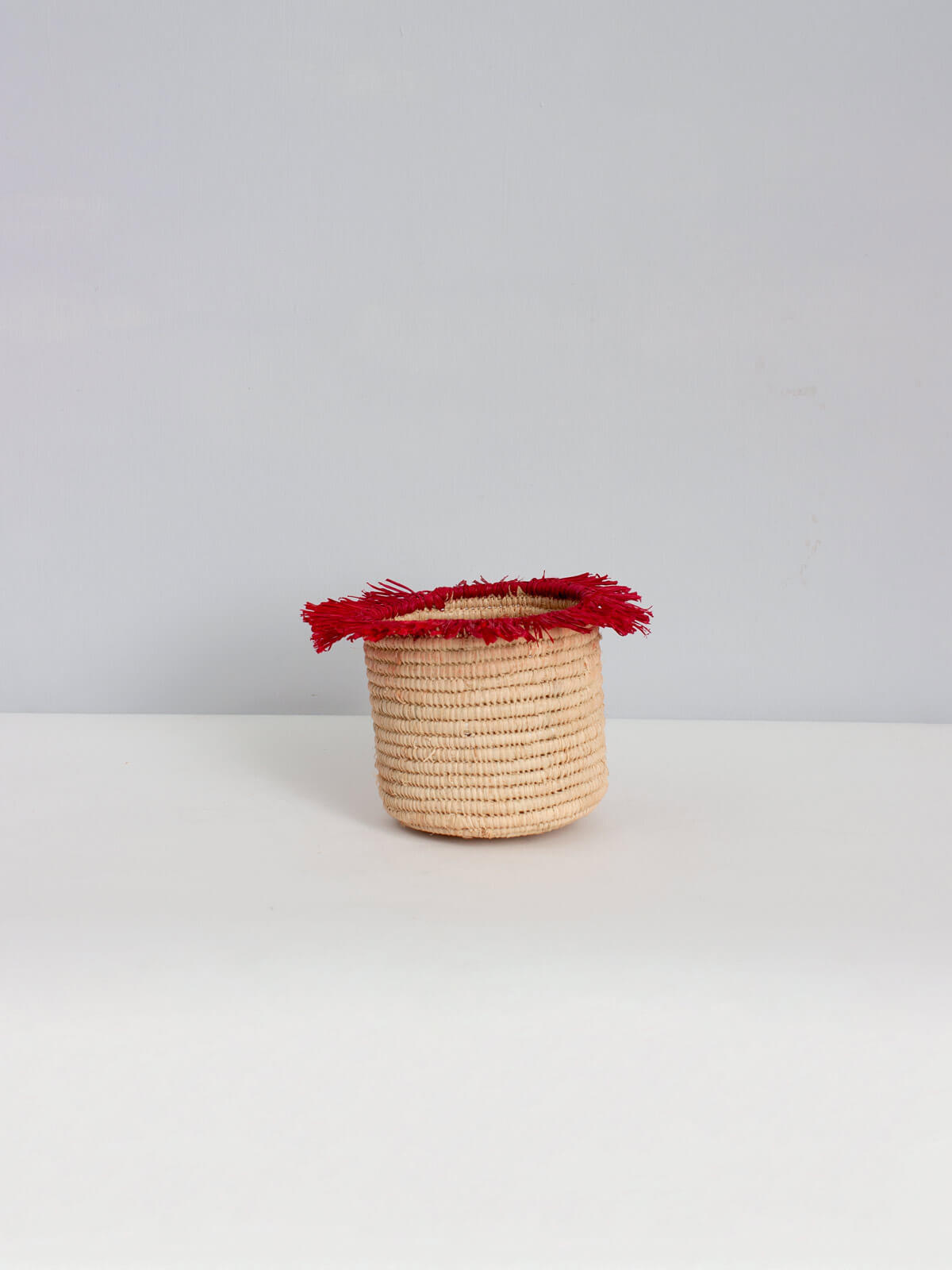 Handwoven Raffia Tassel Storage Baskets - Set of 3 Decorative Organizer Pots in Red | Perfect for Home Decor, Bathroom Organization & Gift Giving