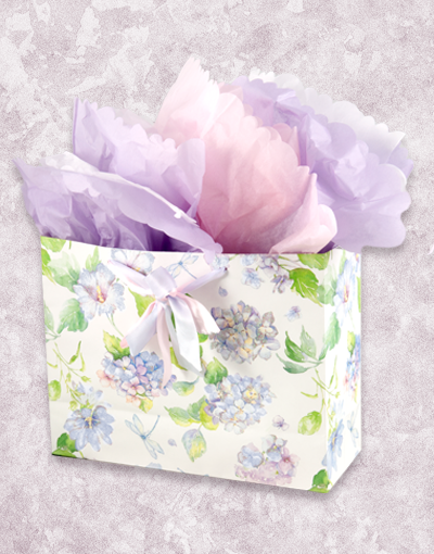 Premium Hydrangea & Morning Glory Floral Gift Bags - Elegant Reusable Shopping Totes for Weddings, Baby Showers & Special Occasions