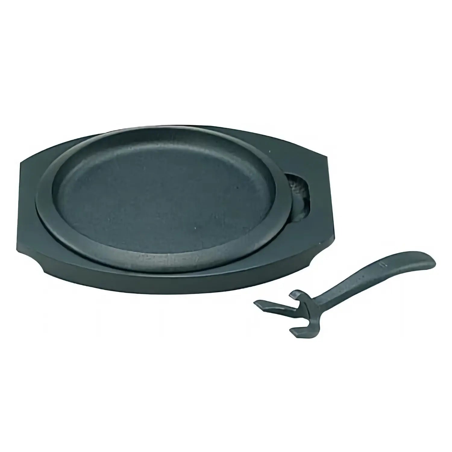 Premium Ikenaga Cast Iron Wood Sizzler Platter with Plate Lifter - Durable Serving Dish for Steak, Fajitas & Sizzling Meals - Perfect for Restaurants, BBQs & Dinner Parties