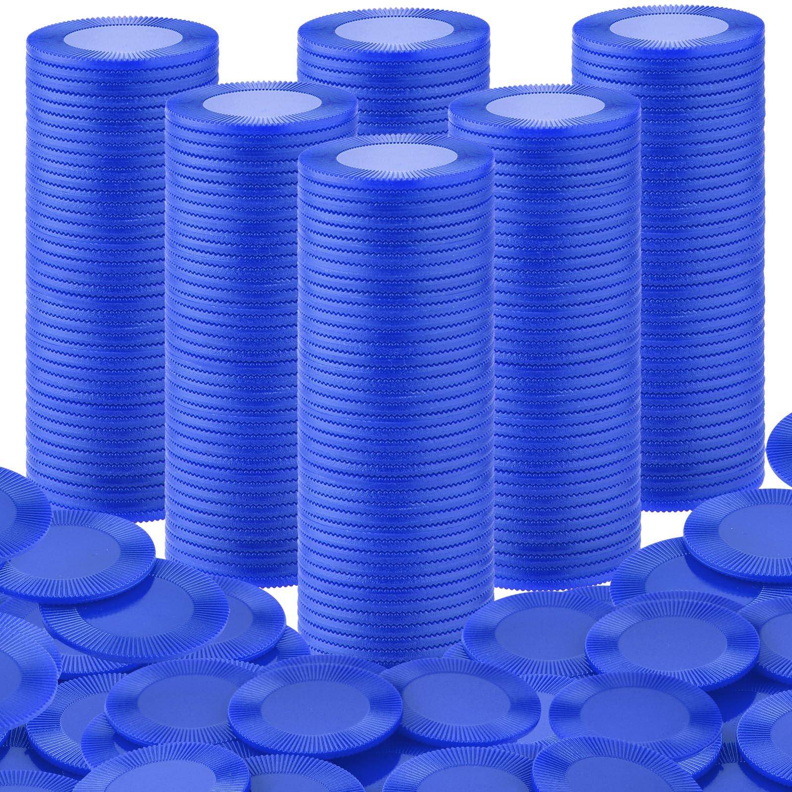Coopay 600-Piece Plastic Poker Chips Set - 38mm (1.5 Inch) Blue Bingo Chips for Card Games, Math Counting, Teaching Rewards & Casino Night - Bulk Learning Counters & Game Tokens for Home, Classroom & Party Use