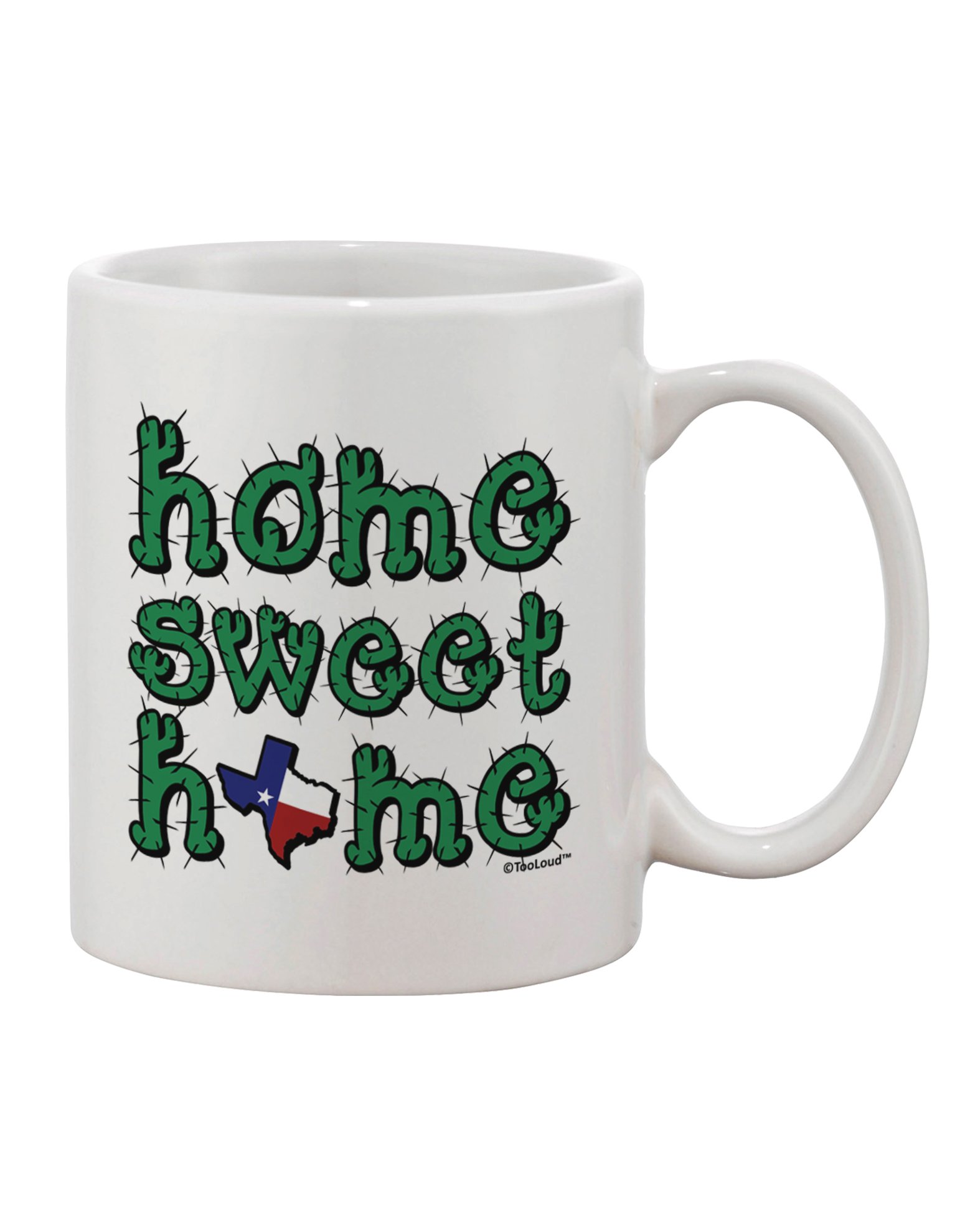 Texas State Flag & Cactus Printed 11oz Coffee Mug - TooLoud Home Sweet Home Ceramic Cup for Office, Kitchen & Gifts - Perfect for Coffee, Tea & Hot Beverages