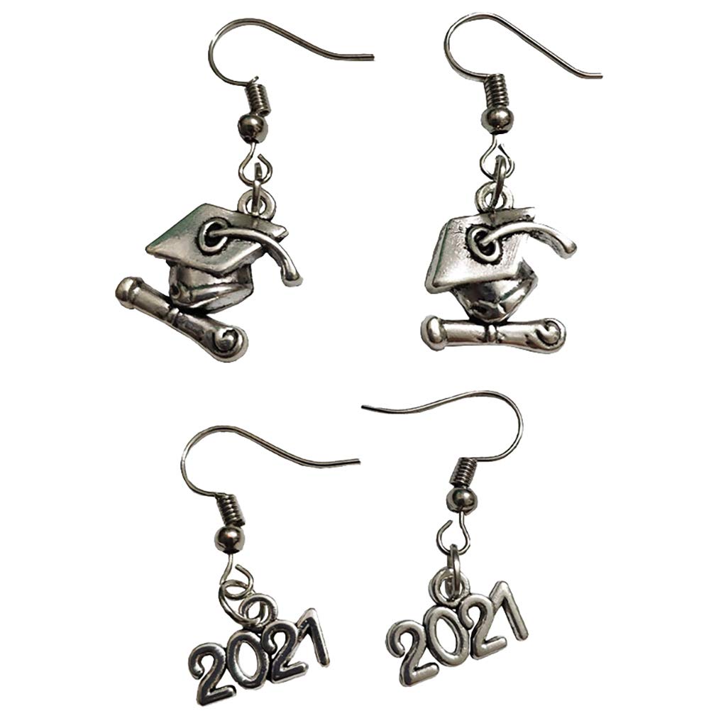 PRETYZOOM 2 Pairs Graduation Earrings - Doctoral Cap Dangle Earrings for PhD Graduates, Commemorative Gift for Graduation Ceremony & Party Favors - Perfect for Graduation Photos, Academic Celebrations & Gift Giving