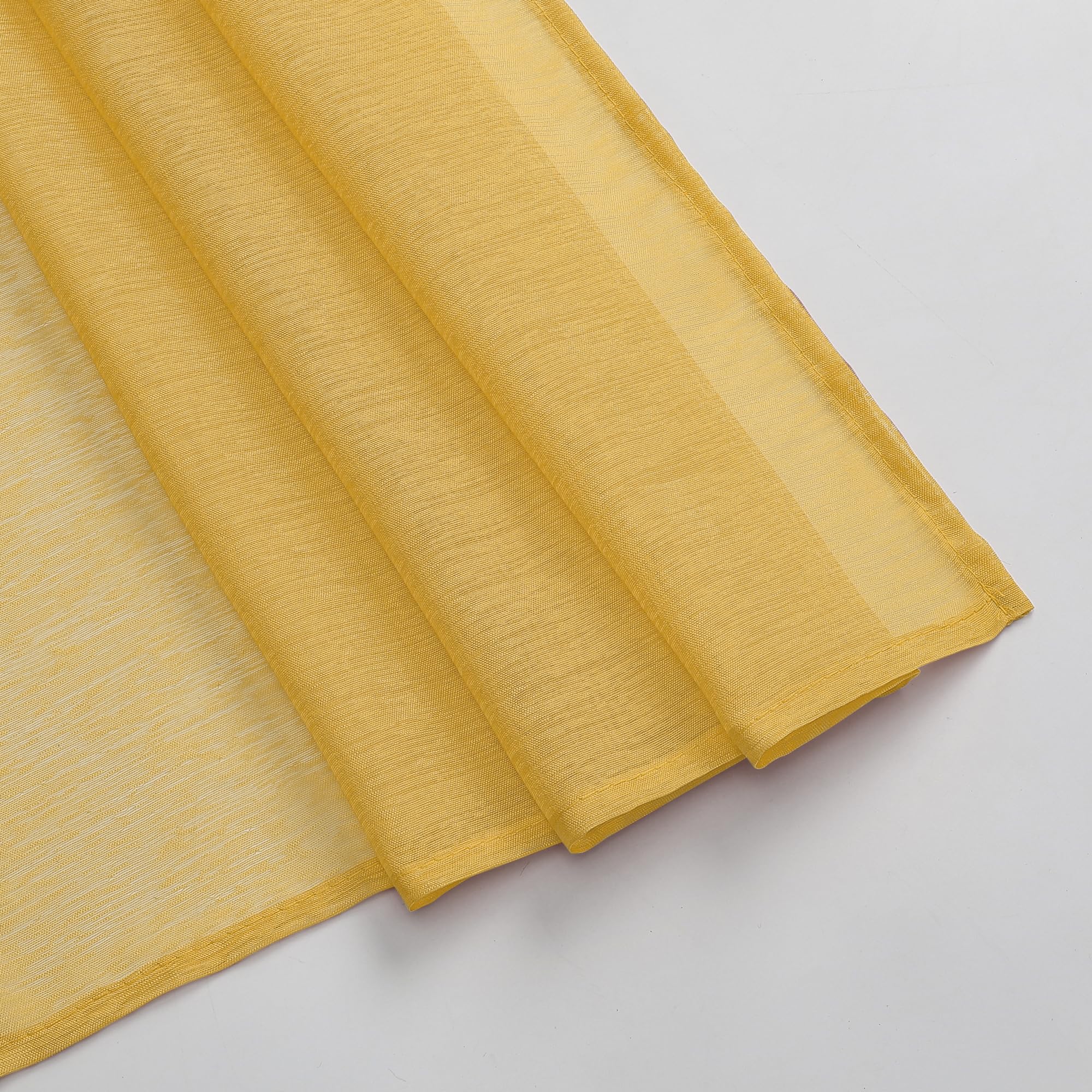 Donren Amber Yellow Sheer Curtains - Semi Voile Scarf Valance for Windows (52x144 Inches) | Elegant Home Decor for Living Room, Bedroom & Wedding Decorations
